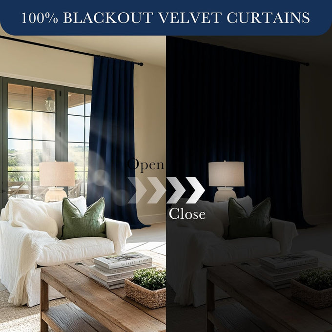 PONY DANCE 100% Blackout Cutains 108 inch Length 2 Panels Set, W52 x L108