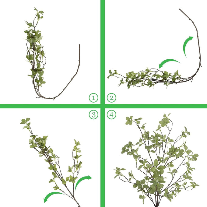 6 pcs Artificial Greenery Stems, 41.3’’ Tall Fake Plants Branches Faux Greenery Ficus Twig Leaf for Home Garden Shop Office Desk Decoration