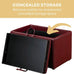 Convenience Concepts Designs4Comfort Accent Storage Ottoman 22.75" - Modern Foot Stool with Decorative Tray for Living Room, Dining Room, Office, Burgundy Faux Leather