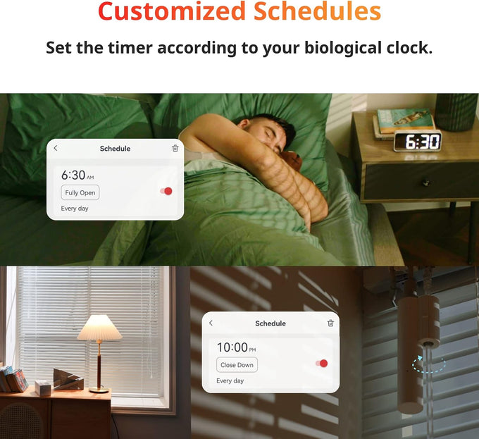 SwitchBot Blind Tilt Motorized Blinds - Smart Electric Blinds, Automatic Blind Opener and Closer, Solar Powered, Light Sensing Control, Add Hub Mini to Make it Compatible with Alexa & Google Home