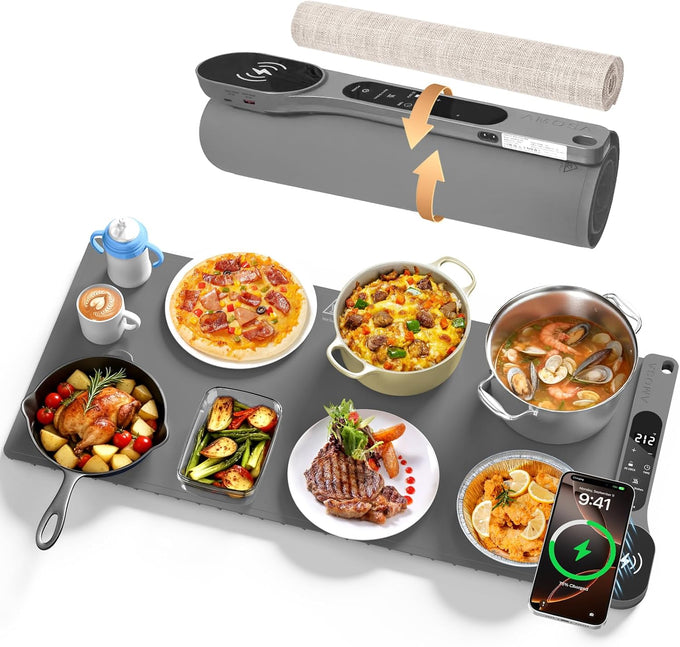 AMOSA Warming Mat for Food, Extra Large XXL32"x15" Roll Up Food Warming Mat