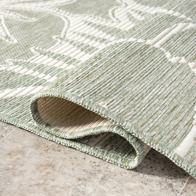 Abani Green Area Rug – Ocean Collection – 4' x 6' Tropical Flower – Indoor & Outdoor Use – UV Protected, Fade-Resistant, Easy to Clean – Durable for Patio, Deck, Entryway, or Kitchen