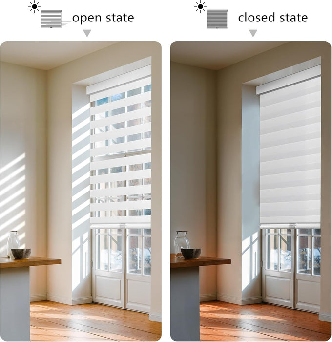AOSKY Cordless Zebra Blinds for Indoor Windows, 34" W x 72" H, White