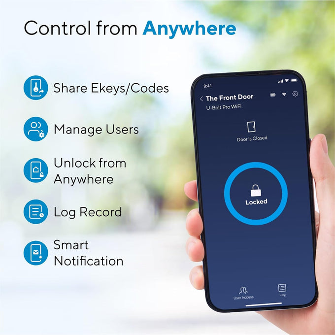 ULTRALOQ U-Bolt Pro WiFi Smart Lock with Door Sensor, App Remote Control
