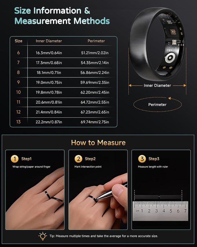 Smart Ring for Women Men - Gen 4 SR06 with 24-Hour Sleep Tracking