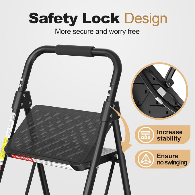HBTower 4 Step Ladder with Wide Anti-Slip Pedal and Cushioned Handle