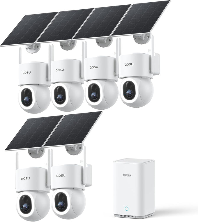 aosu D1 Max, 2-Cam Kit, 4K Solar Security Cameras System Wireless Outdoor