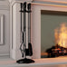 Fire Beauty 5Pcs Wrought Iron Fireplace Tools Indoor Outdoor Set