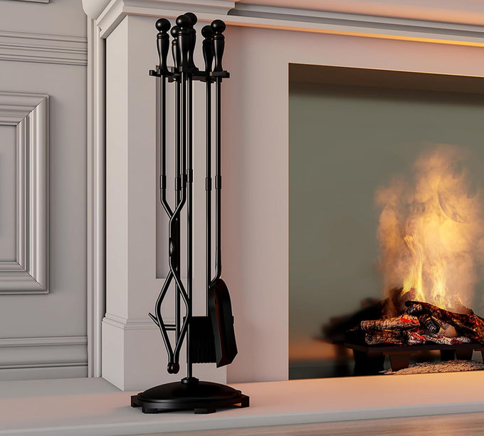Fire Beauty 5Pcs Wrought Iron Fireplace Tools Indoor Outdoor Set
