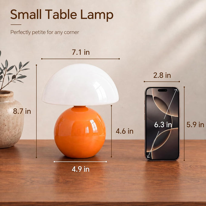 Dawnwake Mushroom Lamp Table Lamp for Bedroom-Small Desk Table Lamps,Orange