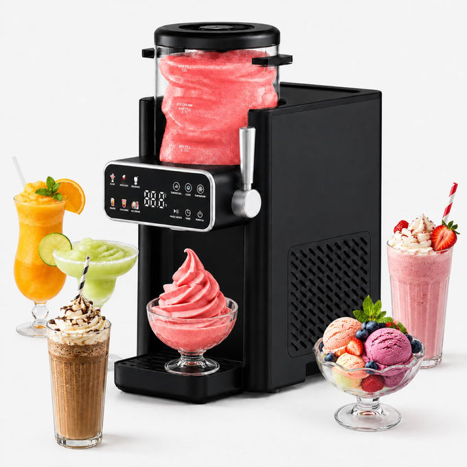 Slushie Machine for Home, Ice Cream Maker, 6 Presets, No Ice Needed, Black
