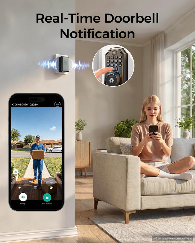 WiFi Video Smart Lock, 5-in-1 Keyless Entry for Front Door