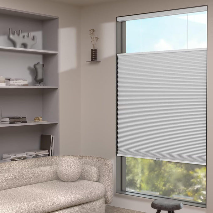 MYshade Top Down Bottom Up（TDBU） Cellular Shades, 1.5 inch Cordless Blackout Honeycomb Pleated Blinds for Windows Home Bedroom Office, Light Control, Thermal Insulated, 40" W x 64" H, White
