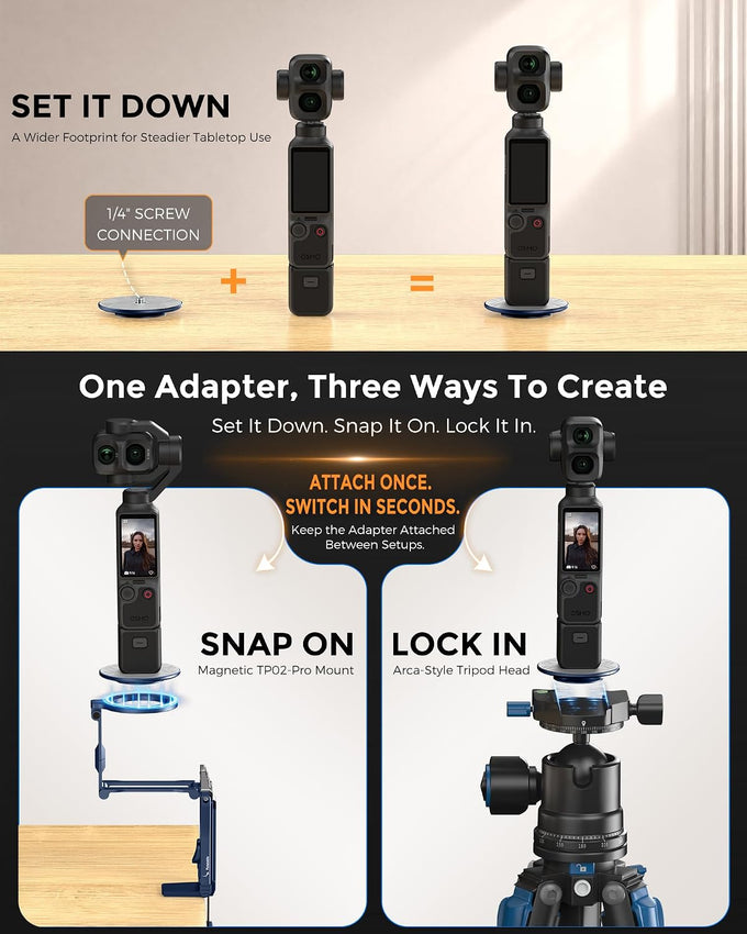 OMOTON TP02-Ultra Multi-Device Camera & Phone Mount with 1/4" Adapter, Blue