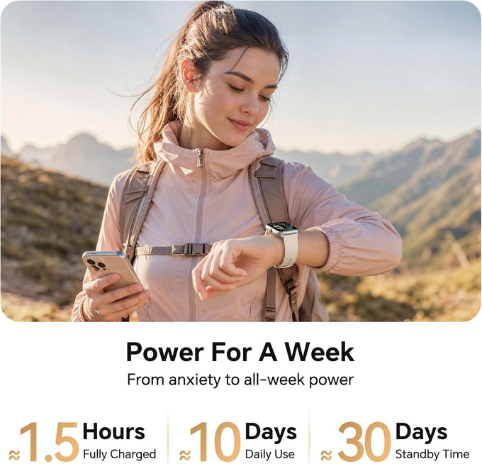 Smart Watch for Women Men Android & iPhone [40mm 3 Bands, Light Khaki]