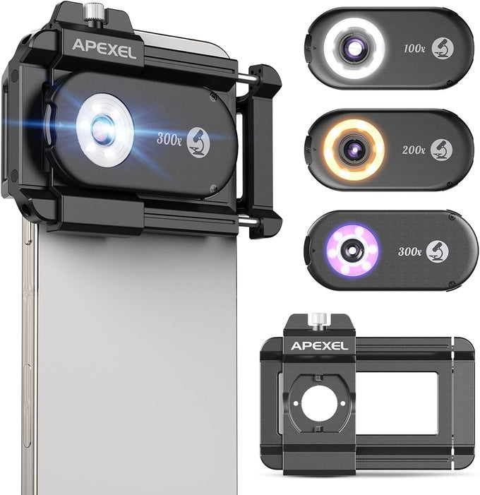 APEXEL 100X Portable Pocket Phone Microscope, Easy Focus for Beginners