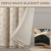 Boho Floral 100% Blackout Curtains 84 Inch 2 Panels Linen Texture
