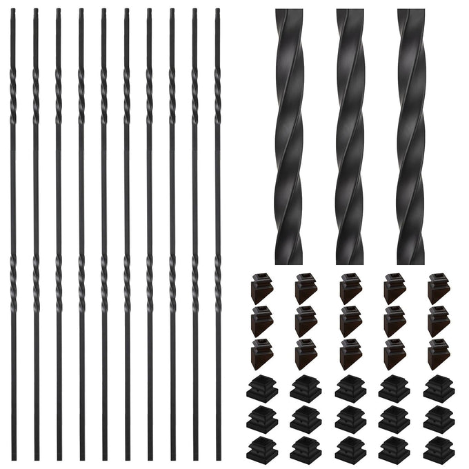 1/2" Wrought Iron Oval Balusters - Hollow Square Balusters-10p