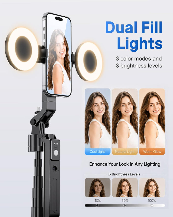 UBeesize 70" Auto Face Tracking Phone Tripod for iPhone & Camera with Light