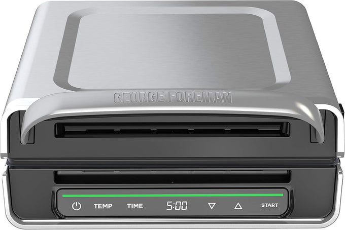 George Foreman Smokeless - Digital Smart Select, Family Size (4-6 Servings), Stainless Steel, GRD6090B