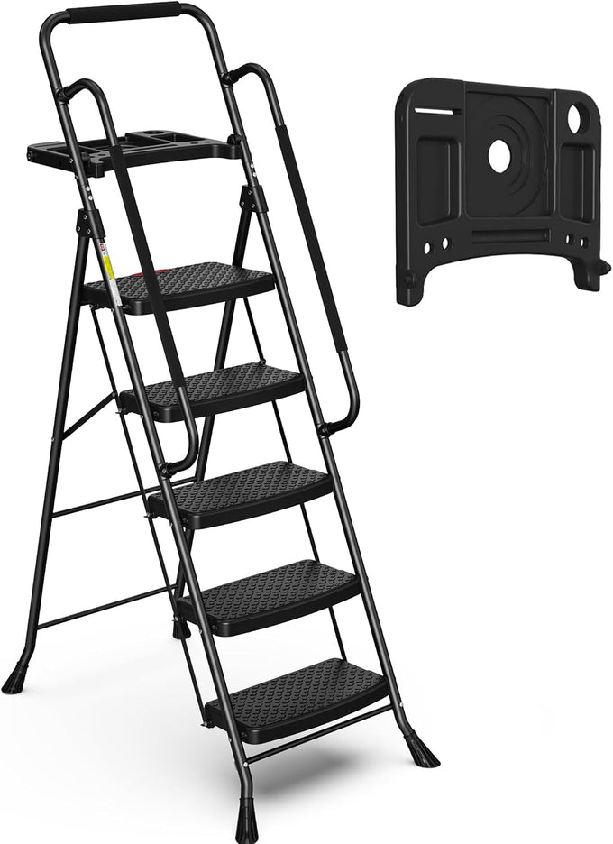 HBTower 4 Step Ladder, Folding Step Stool with Handle