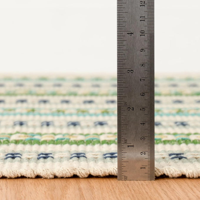 Dash & Albert Long Slade Teal Striped Handwoven Rug, 3'x5'