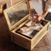 Large Handwoven Boho Rattan Display Boxes with Glass Lids Set of 2