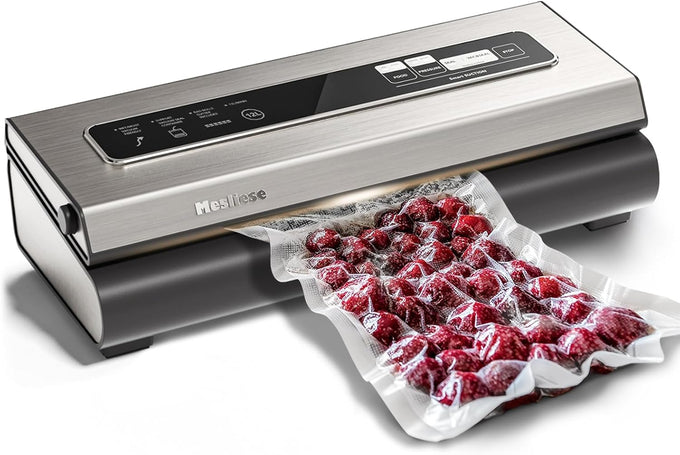 Mesliese 90kPa Vacuum Sealer, Dry/Moist Modes, 2 Bag Rolls & 5 Pre-cut Bags