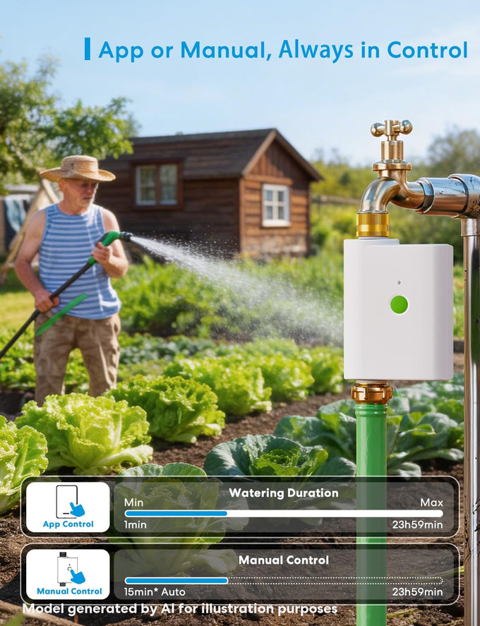 meross WiFi Water Timer for Garden Hose, Brass Inlet & Outet, Rain Skip