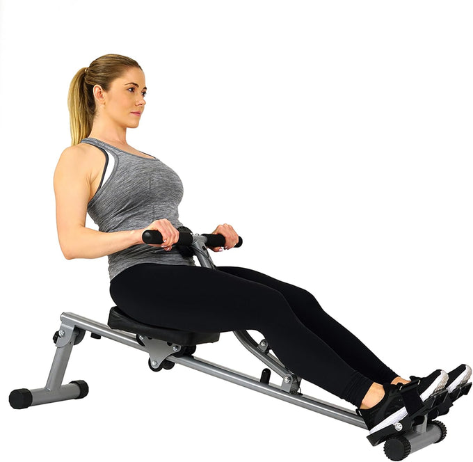 Sunny Health & Fitness Compact Hydraulic Rower with 12-Level Resistance