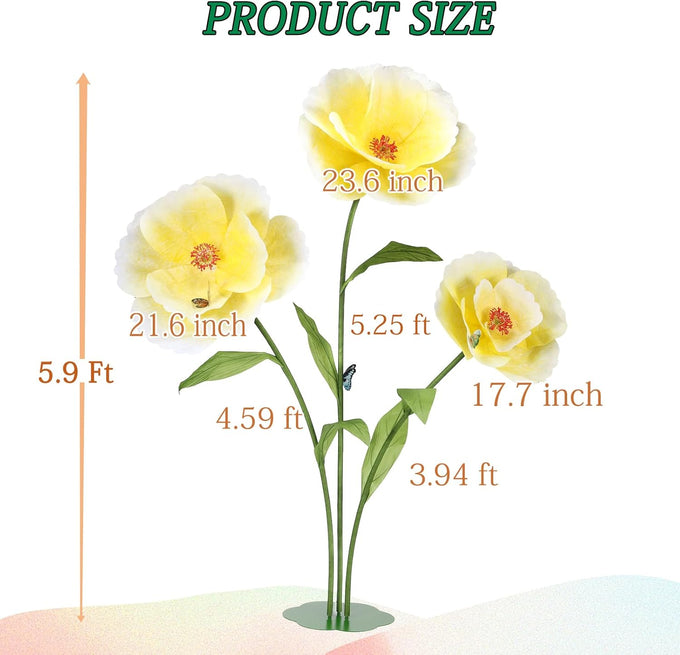 Giant Flowers for Decoration with Stand 5.9Ft Large Paper Artificial Flower
