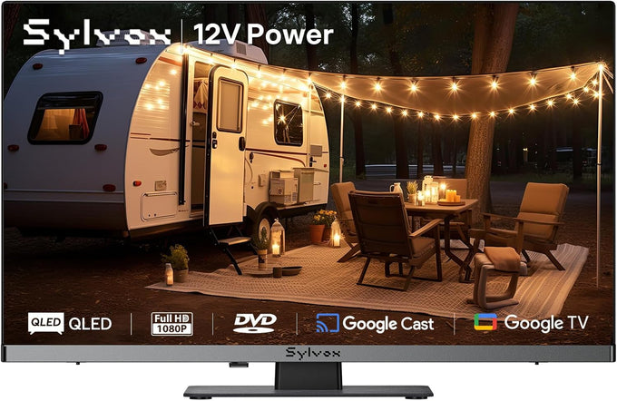 SYLVOX QLED RV TV, 22 inch TV with DVD Player Built-in, 12V for Camper