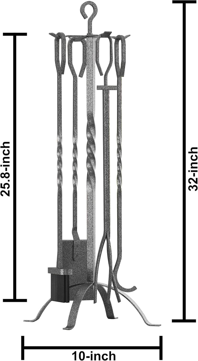 Fire Beauty 5 Pcs Wrought Iron Fireplace Tool Set Indoor Outdoor Fire Pit