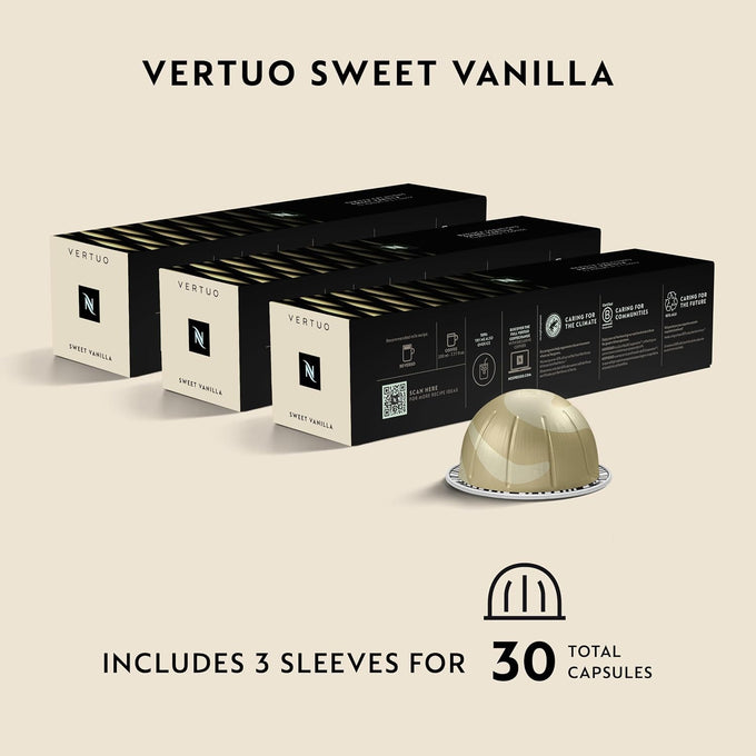 Nespresso Vertuo, Sweet Vanilla, Medium Roast, 30-Count Coffee Pods