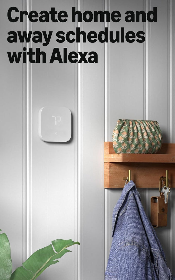 Like-New Amazon Smart Thermostat – Save money and energy - Works with Alexa and Ring - C-wire required