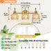 Bathroom Light Fixtures, 3-Light Brushed Gold Vanity Lights for Bathroom with Ribbed Amber Tulip Glass Shade, 20 in Bathroom Vanity Lights Over Mirror for Bedroom, Living Room, Hallway