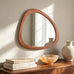 HOMECOOKIN 25 x 20 Asymmetrical Mirror, Irregular Wooden Wall Mirror for Bedroom, Living Room,Entryway– Mid-Century Modern Decorative Mirror, Solid Wood Frame, Pebble Shaped Design (Dark Brown)
