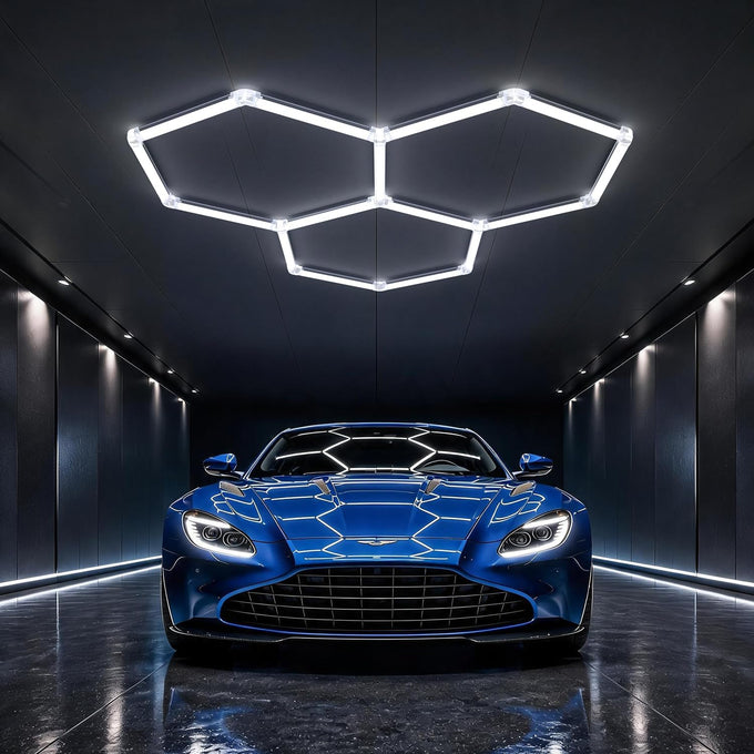 HYPERLITE Gen II Hexagon Garage Lights: 168W 16800LM 5 Grids Hexagon Led Light, 6500K Ultra Bright Honeycomb Hex Lights, Durable Design for Garage, Shop, Basement, Barber, Homegym