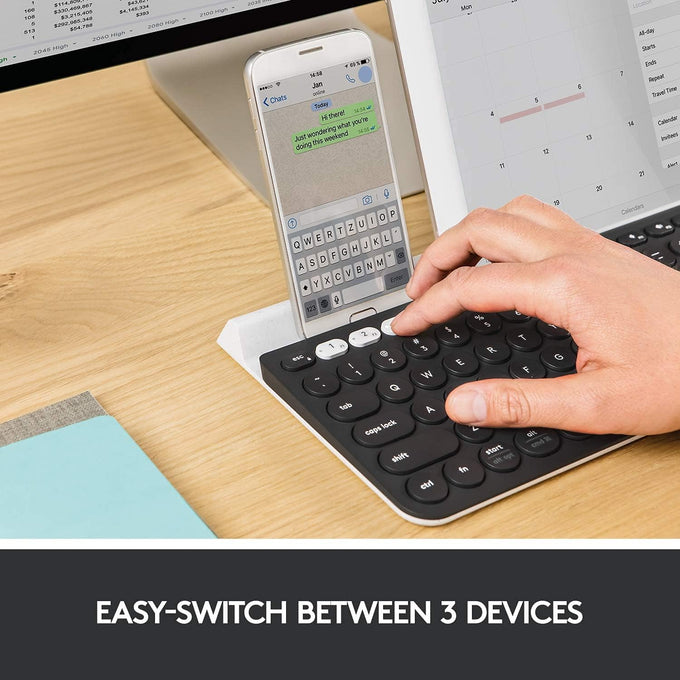 Logitech K780 Multi-Device Wireless Keyboard with Built-in Cradle, Speckles