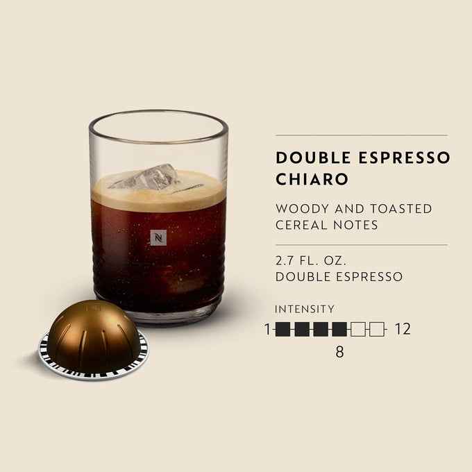 Nespresso Vertuo, Double Espresso Chiaro, Dark Roast, 30-Count Pods