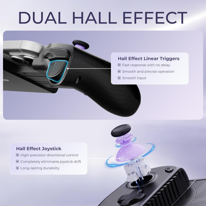 abxylute S8 Lite Type-C Mobile Gaming Controller for iPhone 18 Pro Max/iPhone Duo, iPhone15/16/17, iPad Mini 6/7 Android Phones Tablets, Portable Gamepad with Hall Joystick, Hall Trigger, Customizable Buttons＆Key Mapping, Plug and Play (black)