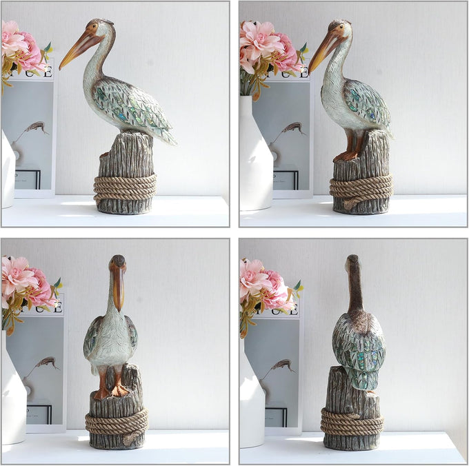 Lukitas Standing Pelican Statue and Sculpture Coastal Decor, Resin 14''