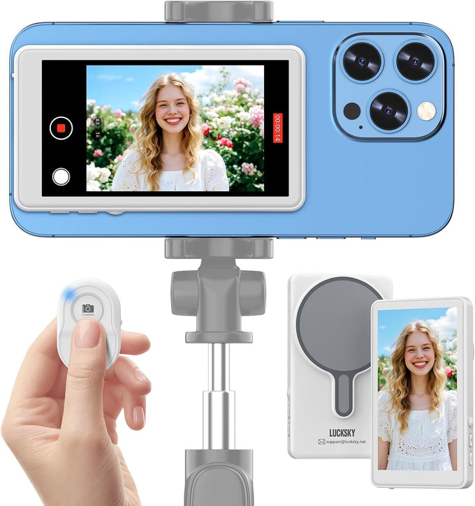 Vlog Selfie Monitor Screen iPhone, Screen Mirroring with Remote Control