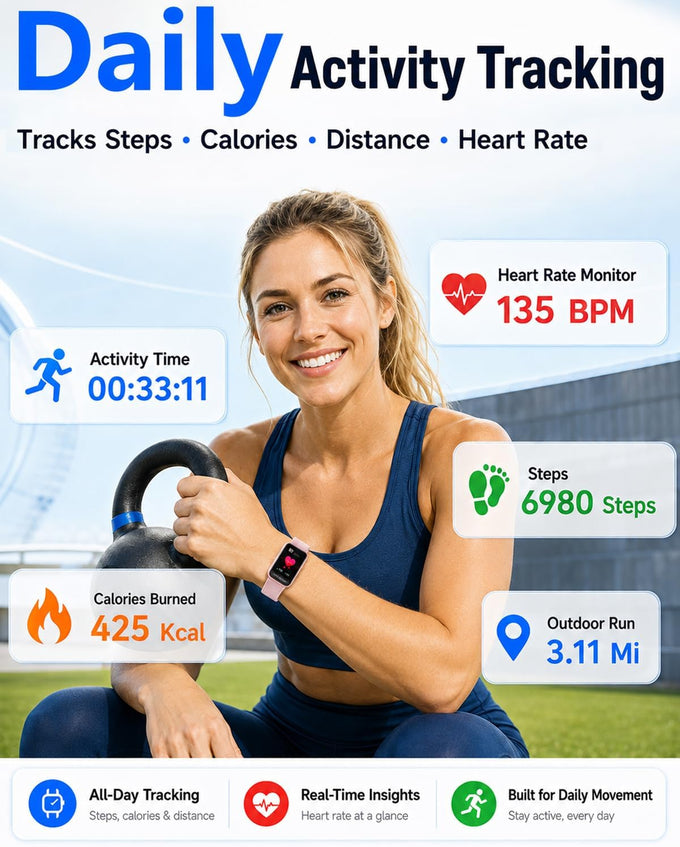 MorePro Fitness Tracker Watch with 24/7 Heart Rate/Blood Pressure Monitor