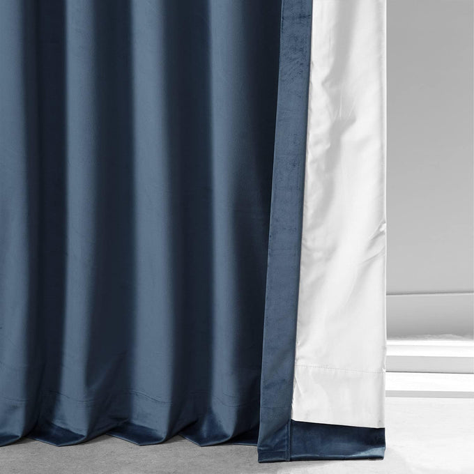 HPD Half Price Drapes Signature Plush Velvet Blackout Curtains for Bedroom (1 Panel), 50W X 96L Hotel Black Out Curtains for Living Room, Thermal Insulated Blackout Curtains for Windows, Varsity Blue