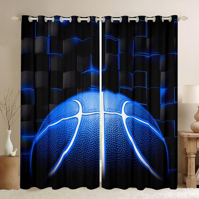 jejeloiu Basketball Gaming Sports Curtains Window Room Decor 52 x 84 Inch