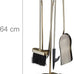 Relaxdays Fireplace Companion Set of 5 Poker Ash Shovel Broom Tongs & Stand Fireplace Set Steel Gold