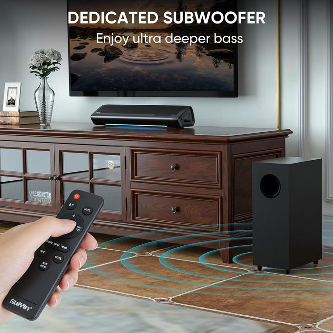 Saiyin Sound Bar with Subwoofer, Home Theater Surround System for TV PC