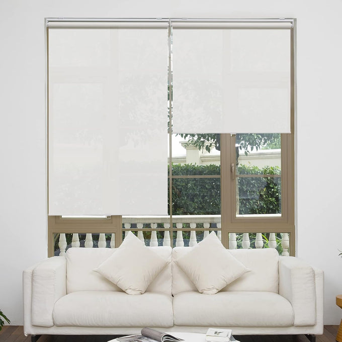 AOSKY Light Filtering Roller Shades for Indoor Windows, 46"W x 72"H, White
