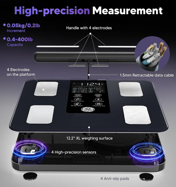 GE Smart Scale for Body Weight: Full Body Composition Analyzer, 50+ Metrics